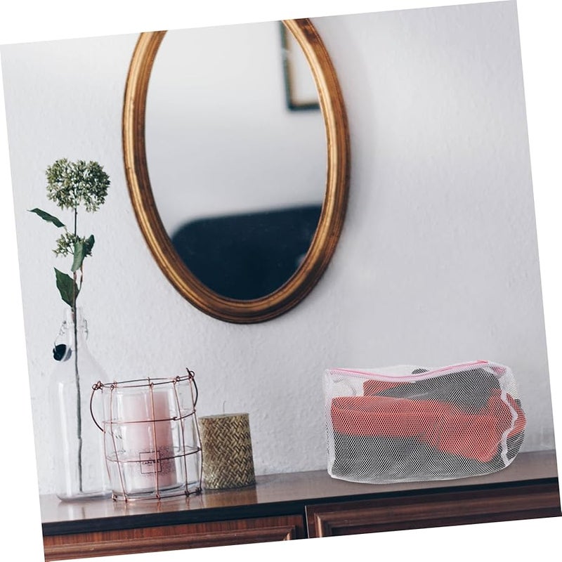 حقيبة غسيل شبكية وردية بسحاب، 5 قطع، للملابس الداخلية والسفر والغسالة - Image 2